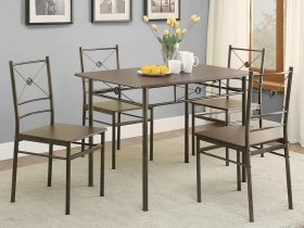 Anna 5-piece Rectangular Dining Table Set Dark Bronze