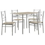 Anna 5-piece Rectangular Dining Table Set Silver