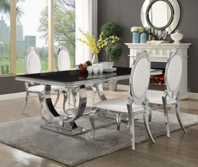 Antoine 5-piece Rectangular Glass Top Dining Set Chrome