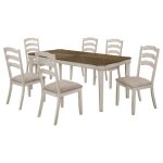 Ronnie 7-piece Rectangular Dining Table Set Rustic Cream