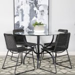 Aviano 5-piece Round Glass Top Dining Table Set Gunmetal