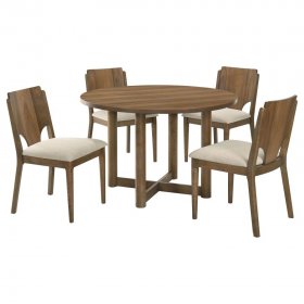 Biltmore 5-piece 46-inch Round Wood Dining Table Set Walnut