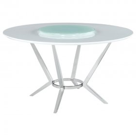 Abby 5-piece Round Dining Table Set White High Gloss