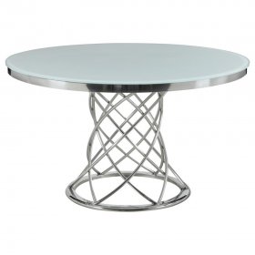 Irene 5-piece Round Glass Top Dining Set White and Chrome