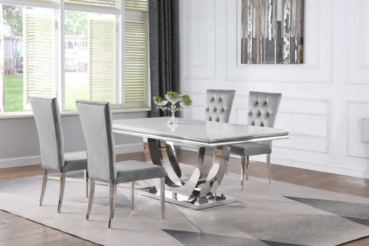 Kerwin 5-piece Rectangular Dining Table Set Grey and Chrome