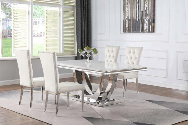 Kerwin 5-piece Rectangular Dining Table Set White and Chrome