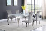 Carone 5-piece 81" Rectangular White Glass Dining Set Grey