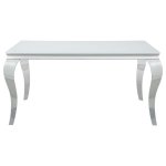 Carone 5-piece 61" Rectangular White Glass Dining Set Grey