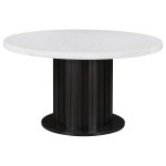 Sherry 5-piece Round Marble Top Dining Table Set Brown