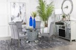 Ellie 5-piece Mirrored Pedestal Dining Table Set Grey