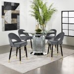 Ellie 5-piece Mirrored Counter Height Dining Table Set Grey