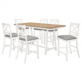 Hollis 7-piece Counter Height Dining Set Brown and White