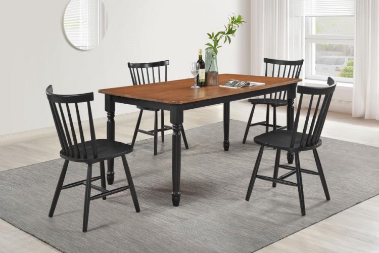 Hollyoak 5-piece Rectangular Dining Set Walnut and Black