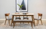 Everett 6-piece Rectangular Dining Table Set Natural Walnut