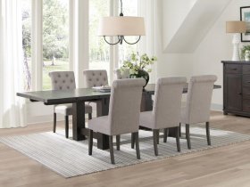 Calandra 7-piece Extension Leaf Dining Table Set Beige