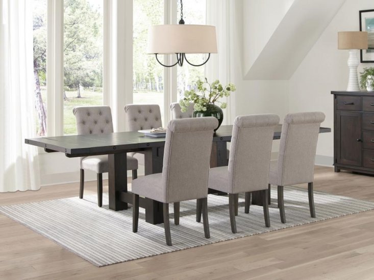 Calandra 7-piece Extension Leaf Dining Table Set Beige