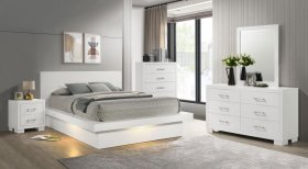 Jessica 5-piece Queen LED Bedroom Set Cream White