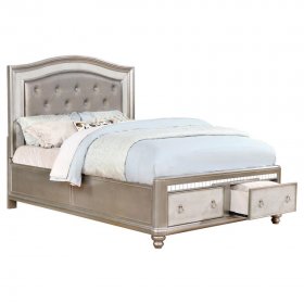 Bling Game 5-piece Queen Bedroom Set Metallic Platinum