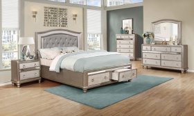 Bling Game 5-piece Queen Bedroom Set Metallic Platinum