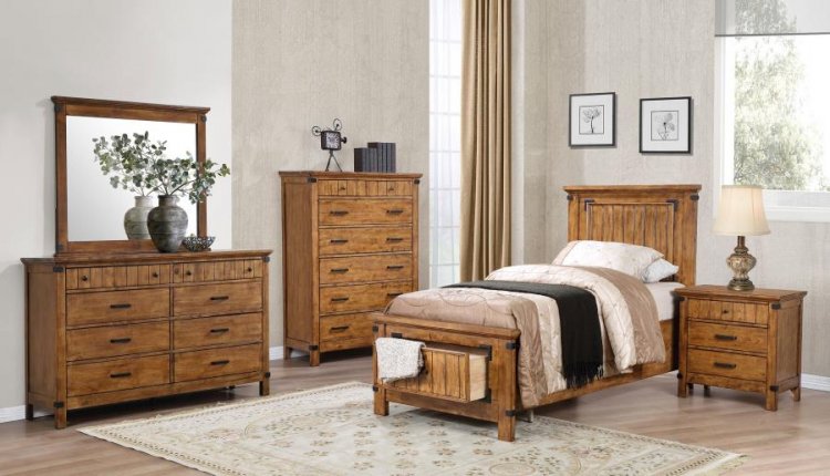 Brenner 5-piece Twin Bedroom Set Rustic Honey