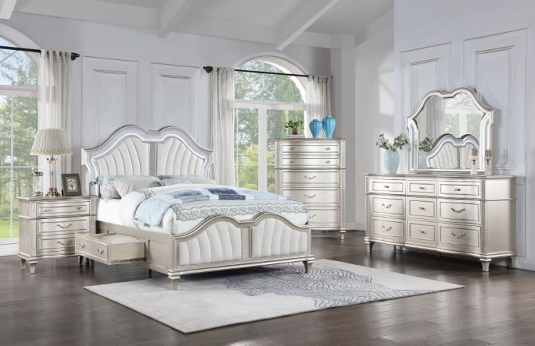 Evangeline 5-piece Eastern King Bedroom Set Silver Oak