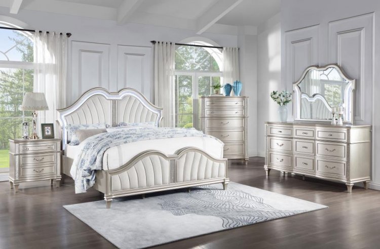 Evangeline 5-piece California King Bedroom Set Silver Oak