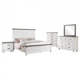 Lilith 5-piece Eastern King Bedroom Set Distressed White