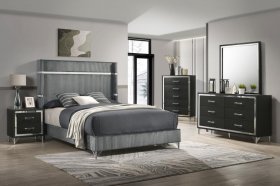 Lucia 5-piece Eastern King Bedroom Set Grey Black