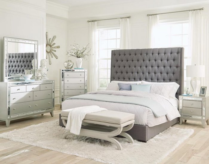 Camille 5-piece Queen Bedroom Set Metallic Mercury