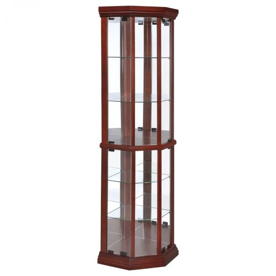 Appledale 6-shelf Corner Curio Display Cabinet Medium Brown