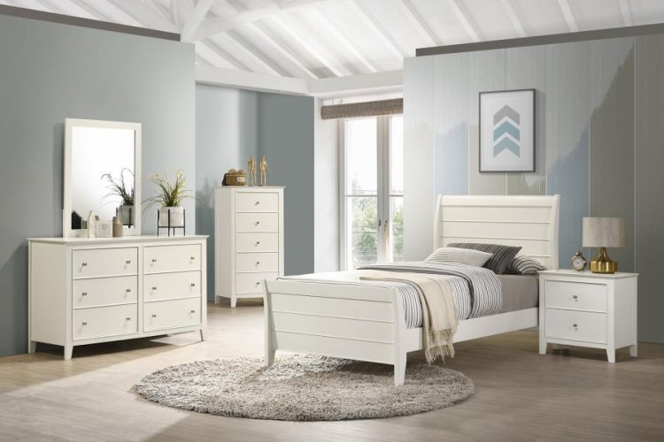 Selena 5-piece Twin Bedroom Set Cream White