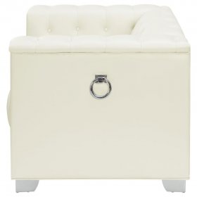 Chaviano Upholstered Track Arm Accent Chair Pearl White