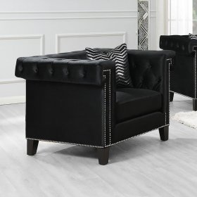 Reventlow Upholstered Track Arm Accent Chair Black