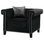 Reventlow Upholstered Track Arm Accent Chair Black