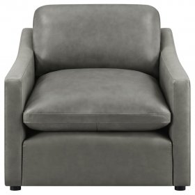 Grayson Leather Upholstered Sloped Arm Accent Chair Grey