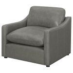 Grayson Leather Upholstered Sloped Arm Accent Chair Grey