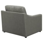 Grayson Leather Upholstered Sloped Arm Accent Chair Grey