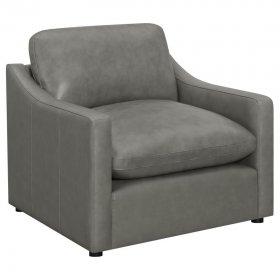 Grayson Leather Upholstered Sloped Arm Accent Chair Grey