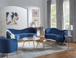 Sophia Upholstered Channel Tufted Barrel Accent Chair Blue