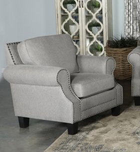 Sheldon Upholstered Rolled Arm Accent Chair Grey