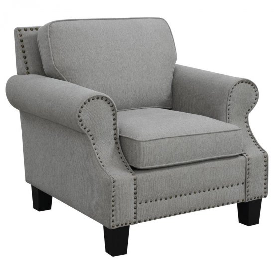 Sheldon Upholstered Rolled Arm Accent Chair Grey