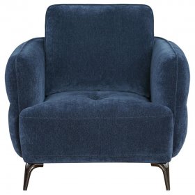 Lively Chenille Upholstered Modern Track Arm Chair Blue