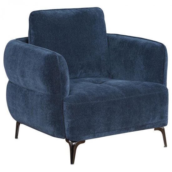 Lively Chenille Upholstered Modern Track Arm Chair Blue