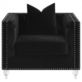 Delilah Upholstered Tufted Tuxedo Arm Accent Chair Black