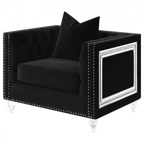 Delilah Upholstered Tufted Tuxedo Arm Accent Chair Black