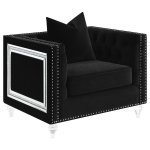 Delilah Upholstered Tufted Tuxedo Arm Accent Chair Black