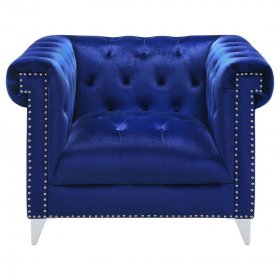 Bleker Upholstered Tuxedo Arm Tufted Accent Chair Blue