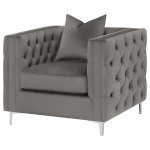 Phoebe Upholstered Tuxedo Arm Tufted Chair Urban Bronze