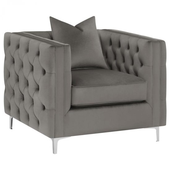 Phoebe Upholstered Tuxedo Arm Tufted Chair Urban Bronze