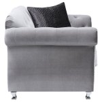 Frostine Upholstered Rolled Arm Tufted Accent Chair Silver